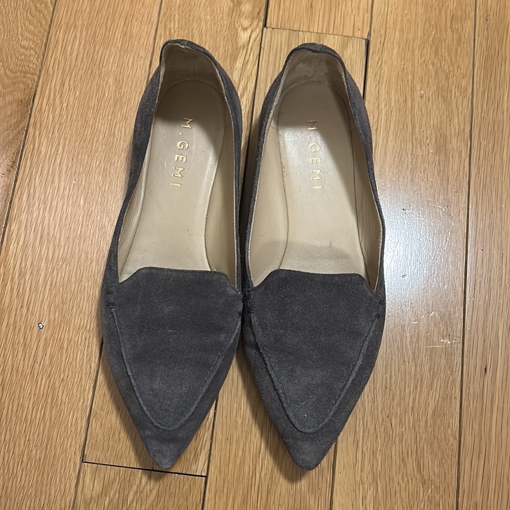 M. Gemi Women's Pointed Toe Stellato Suede Shoes Flats Stone Gray 36.5/6.5